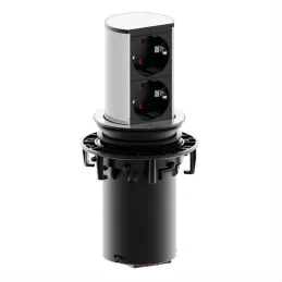 Presa elettrica a scomparsa Elevator 2x230V SCHUKO / Acciaio inox