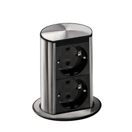 Presa elettrica a scomparsa Elevator 2x230V SCHUKO / Acciaio inox