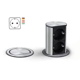 Presa elettrica a scomparsa Elevator 2x230V SCHUKO / Acciaio inox