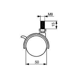 Rotella per mobili nera con vite CHAIR – con freno / 50 mm