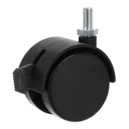 Rotella per mobili nera con vite CHAIR – con freno / 50 mm