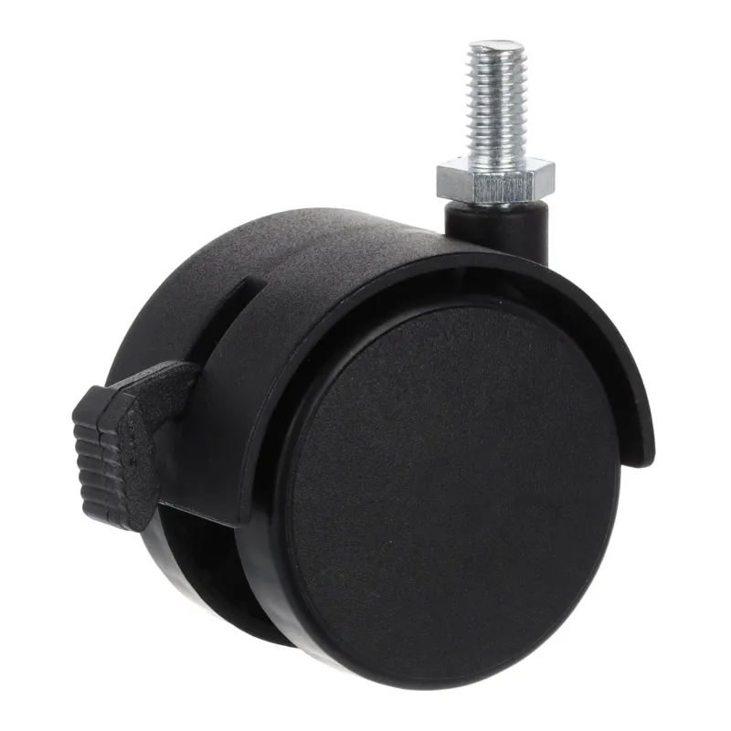 Rotella per mobili nera con vite CHAIR – con freno / 50 mm