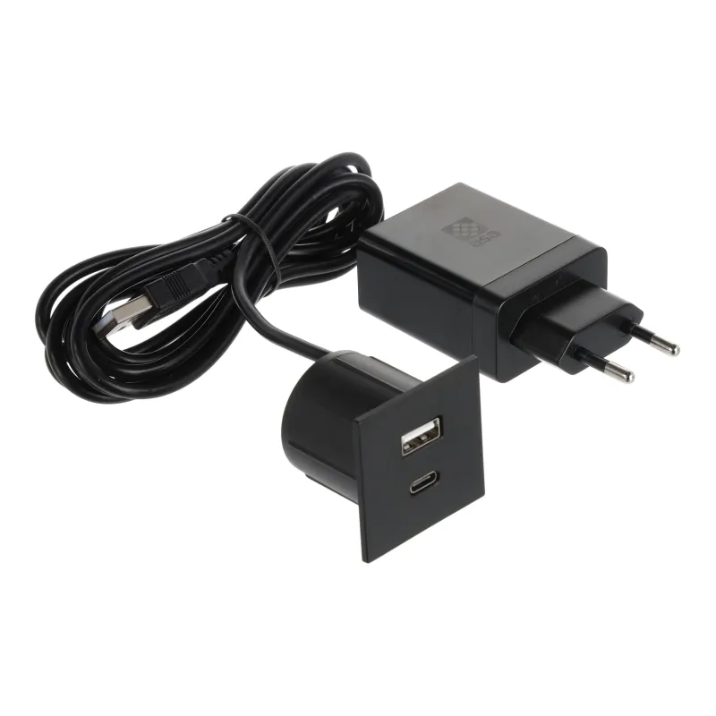 Presa elettrica con caricatore USB VersaPick / Nero opaco
