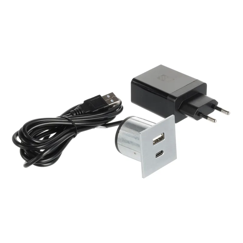 Presa elettrica con caricatore USB VersaPick / Acciaio inox