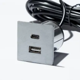 Presa elettrica con caricatore USB VersaPick / Acciaio inox