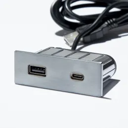 Presa elettrica con caricatore USB Square A+C / Acciaio inox