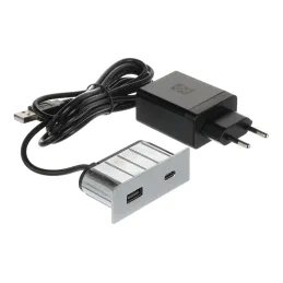Presa elettrica con caricatore USB Square A+C / Acciaio inox
