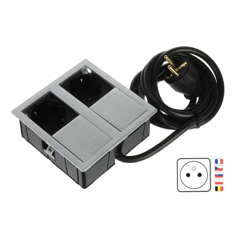 Presa elettrica VersaHit 2 x 230V FRENCH / Acciaio inox