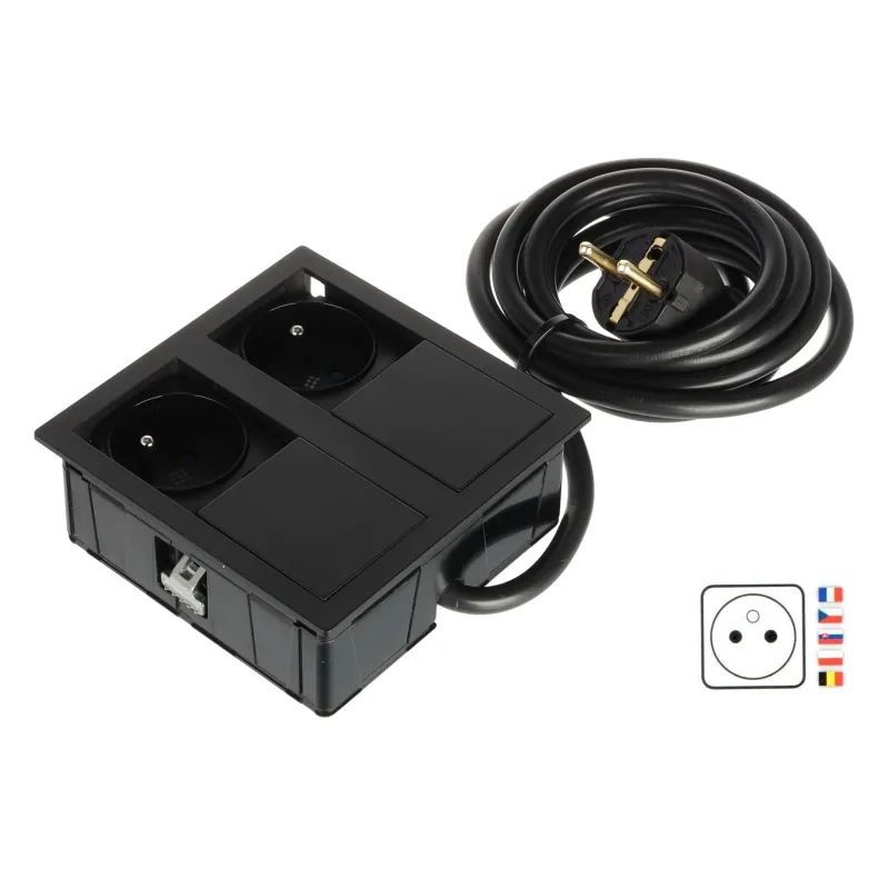 Presa elettrica VersaHit 2 x 230V FRENCH / Nero opaco