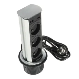 Presa estraibile BRICK FRENCH 3x230V + USB A / Acciaio inox