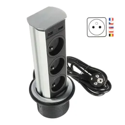 Presa estraibile BRICK FRENCH 3x230V + USB A / Acciaio inox