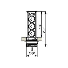 Presa estraibile BRICK FRENCH 3x230V + USB A / Acciaio inox