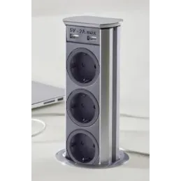 Presa estraibile BRICK SCHUKO 3x230V + USB A / Acciaio inox