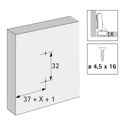 Cerniera semiapplicata con chiusura ammortizzata a 105° NOVISYS 45 / Silent system
