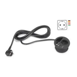 Presa da incasso per tavolo CIRCLE 80 SCHUKO 1x230V + USB A-C / Nera