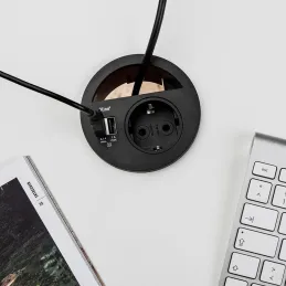 Presa da incasso per tavolo CIRCLE 80 SCHUKO 1x230V + USB A-C / Nera