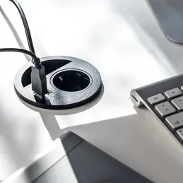 Presa da incasso per tavolo CIRCLE 80 SCHUKO 1x230V + USB A-C / Nera