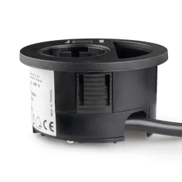 Presa da incasso per tavolo CIRCLE 80 SCHUKO 1x230V + USB A-C / Nera