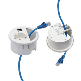 Presa da incasso per tavolo CIRCLE 80 SCHUKO 1x230V + USB A-C / Nera
