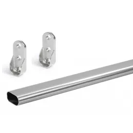 Set di bastone appendiabiti ovale da 1 m con 2 supporti / Cromo lucido
