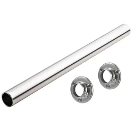 Set di bastone appendiabiti rotondo da 1 m con 2 supporti / Cromo lucido