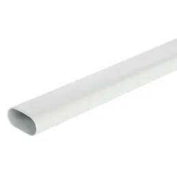 Set di barra appendiabiti ovale da 1 m con 2 supporti / Bianco opaco