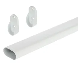 Set di barra appendiabiti ovale da 1 m con 2 supporti / Bianco opaco