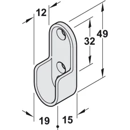 Set di 2 bastoni appendiabiti ovali da 1,25 m con supporti / Oro lucido