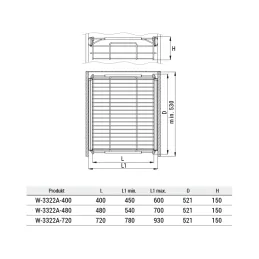 Cestello estraibile YANA 150 mm Antracite / Guide estraibili con ammortizzazione