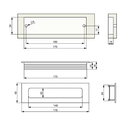 Maniglia da incasso BRONX / Acciaio inox
