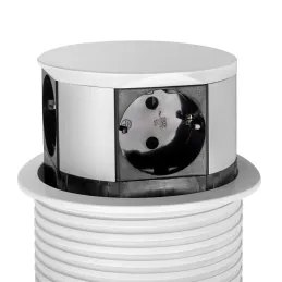 Presa elettrica estraibile VERTIKAL SCHUKO 3x 230V + 2x USB / Bianco opaco