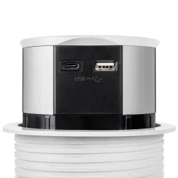 Presa elettrica estraibile VERTIKAL SCHUKO 3x 230V + 2x USB / Bianco opaco