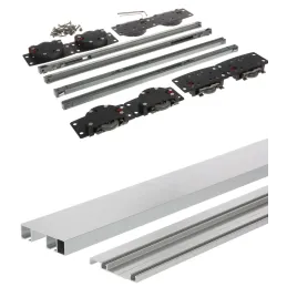 Set di due porte scorrevoli con ammortizzazione SIMPLEX con binario da 2 m / Alluminio