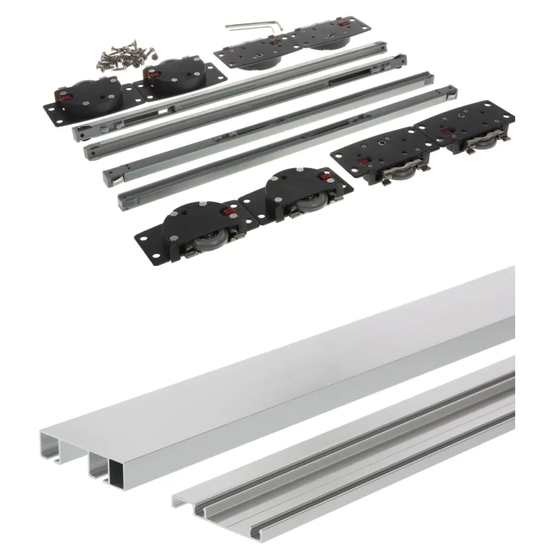 Set di due porte scorrevoli con ammortizzazione SIMPLEX con binario da 2 m / Alluminio