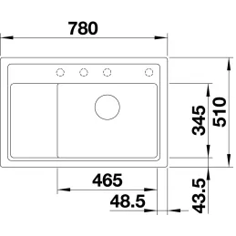Lavello in ceramica Blanco ZENAR XL 6 S Compact con comando remoto dello scarico / Antracite
