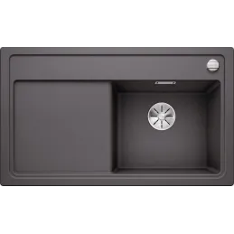 Lavello in gres Blanco ZENAR 45 S con comando eccentrico / Grigio roccia, vasca a destra
