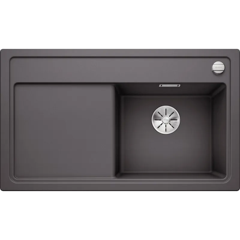 Lavello in gres Blanco ZENAR 45 S con comando eccentrico / Grigio roccia, vasca a destra