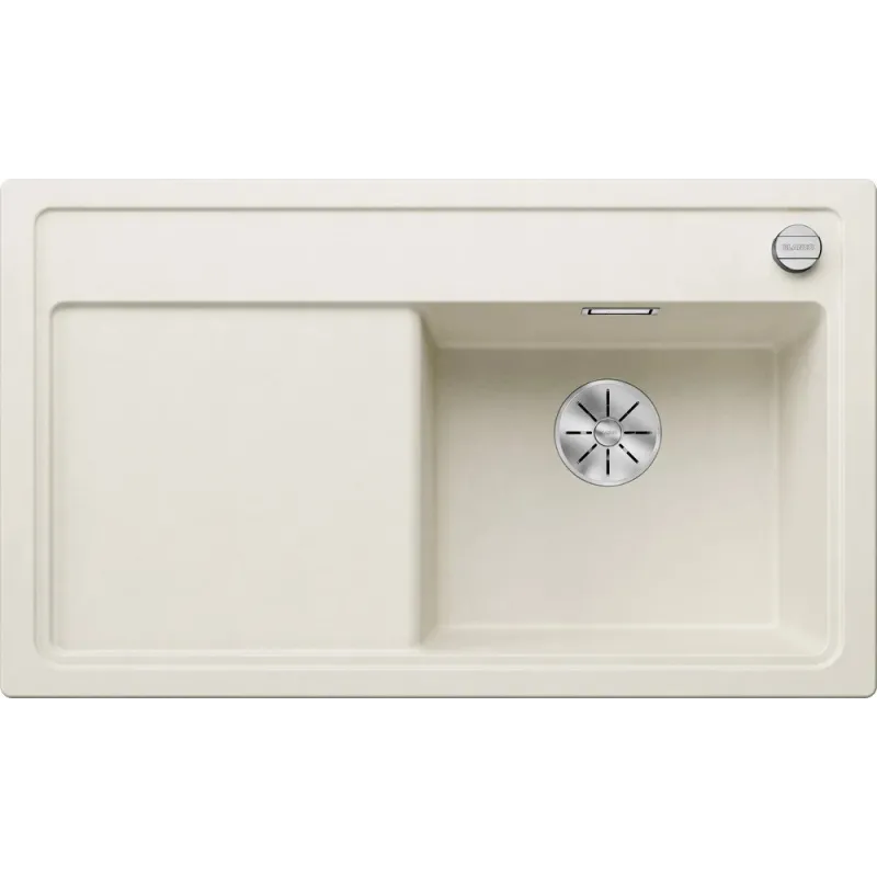Lavello in gres Blanco ZENAR 45 S con comando remoto dello scarico / Bianco soft, vasca a destra