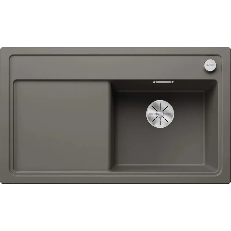 Lavello in gres Blanco ZENAR 45 S con comando eccentrico / Grigio vulcano, vasca a destra