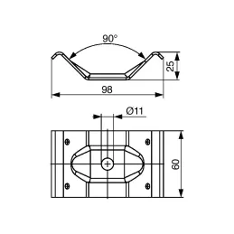 Giunto angolare per tavolo 60 mm / Zinco bianco