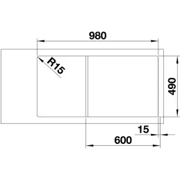 Lavello in gres Blanco AXIA III XL 6 S con comando remoto dello scarico / Nero
