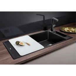 Lavello in gres Blanco AXIA III XL 6 S con comando remoto dello scarico / Grigio roccia