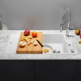 Lavello in gres Blanco AXIA III XL 6 S con comando remoto dello scarico / Tartufo