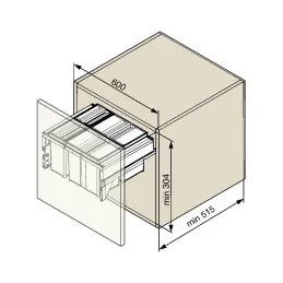 Cestino estraibile STAR 600 mm - 2x17L + 2x8L con attacchi per ante / Antracite