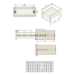 Guide a estrazione totale con cuscinetti, 45 mm EURO / Apertura senza maniglia