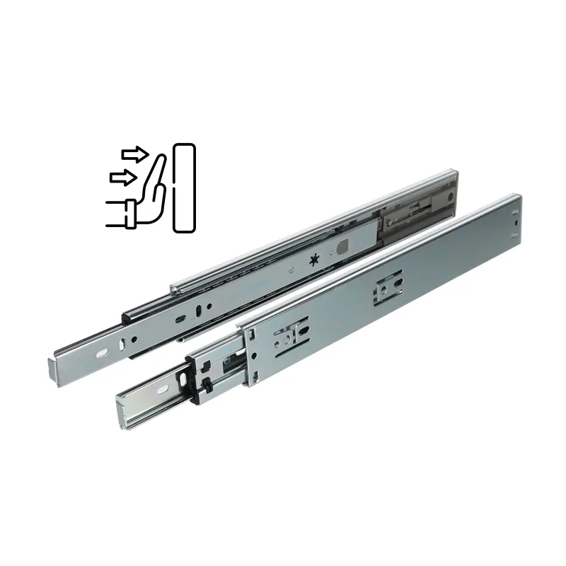 Guide a estrazione totale con cuscinetti, 45 mm EURO / Apertura senza maniglia