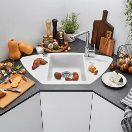 Lavello angolare in gres Blanco ZIA 9 E / Grigio vulcano