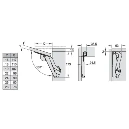 Meccanismo estraibile KESSEBOHMER FREEspace mini PTO / Grigio