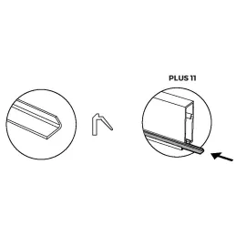 Guarnizione per vetro per profilo per ante in alluminio PLUS 11 / Nera
