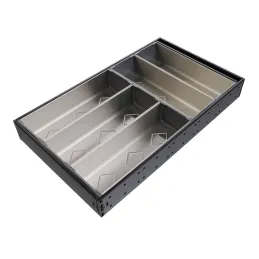Portaposate in acciaio inox per cassetto da cucina 3 + 2 / Acciaio inox - nero